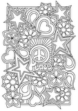 Download, print, color-in, colour-in Page 23 - peace,stars,flowers